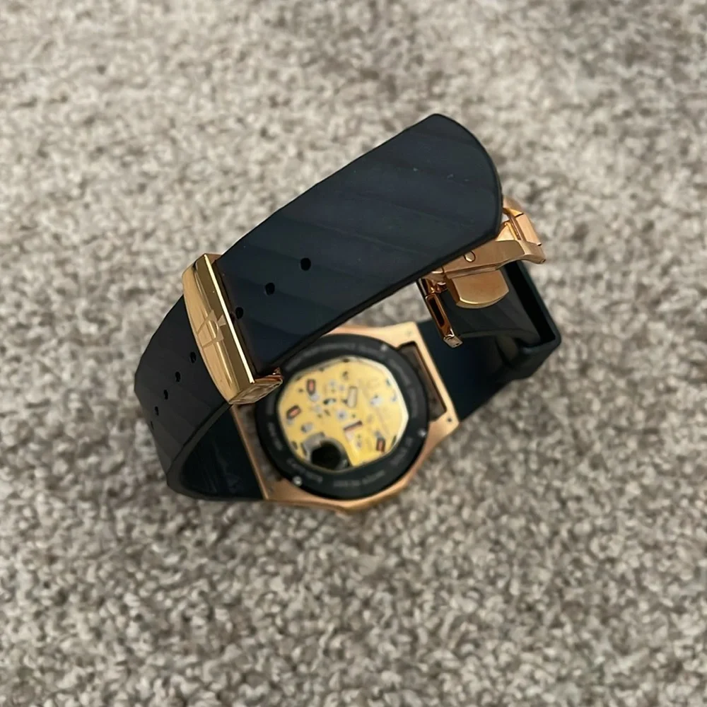 Bulova Curv Rose Gold Tone and Black Chronograph Watch - Picture 6 of 9